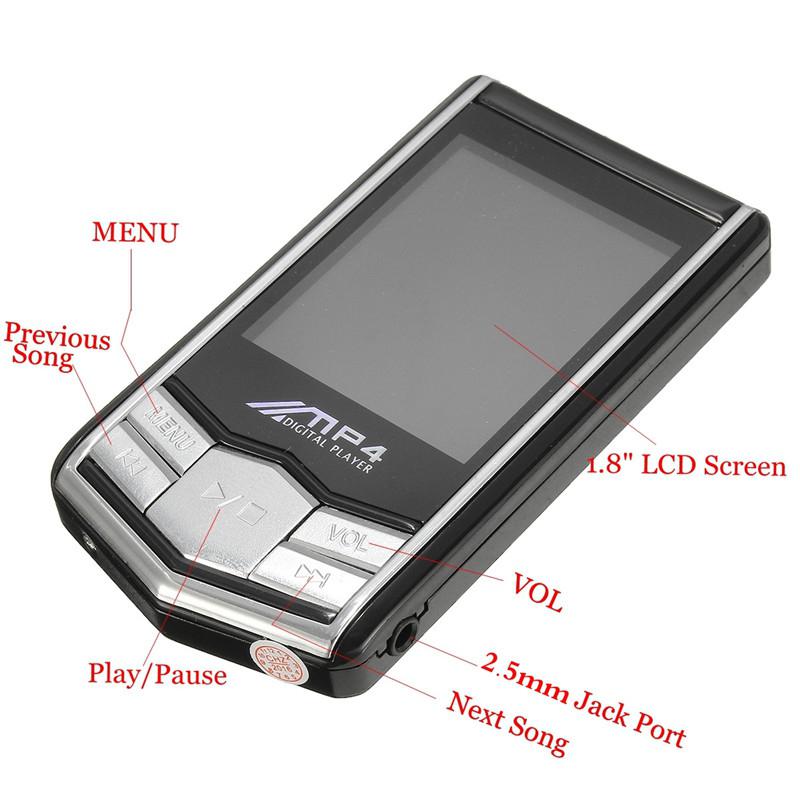 Slim MP4 Music Player with 1.8 Inch LCD Screen Media Video Game Movie FM Radio With Earphones USB