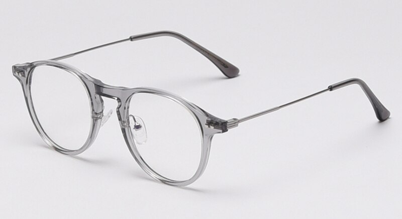 Peekaboo, gafas de filtro azul, mujeres, retro, transparente, gafas de ordenador para hombres, medio metal TR90, estilo coreano,: grey with clear