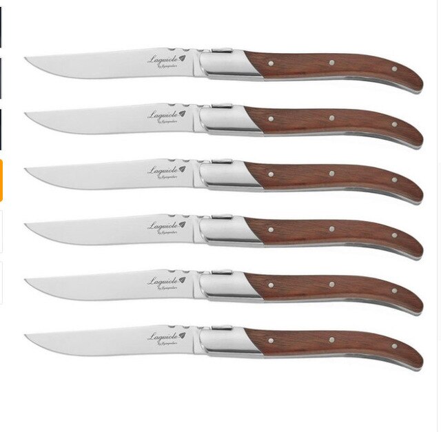 Laguiole Stijl Steak Messen Rvs Diner Mes Set Houten Handvat Tafel Messen Xmas Servies Keuken Bestek Set 4/6 Pcs