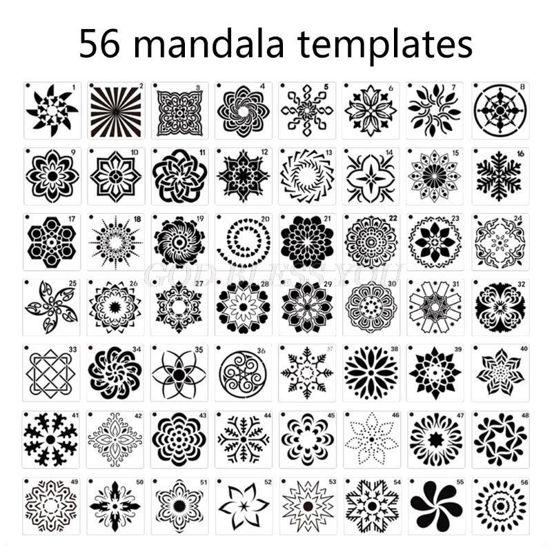 36/56 Pack Mandala Dot Painting Templates Stencils, Small Mandala Template Stencils: B