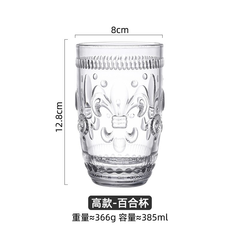 Copa de cristal con relieve de iris europeo, vaso para agua, té, vino, zumo de fruta, bebida, hogar: D