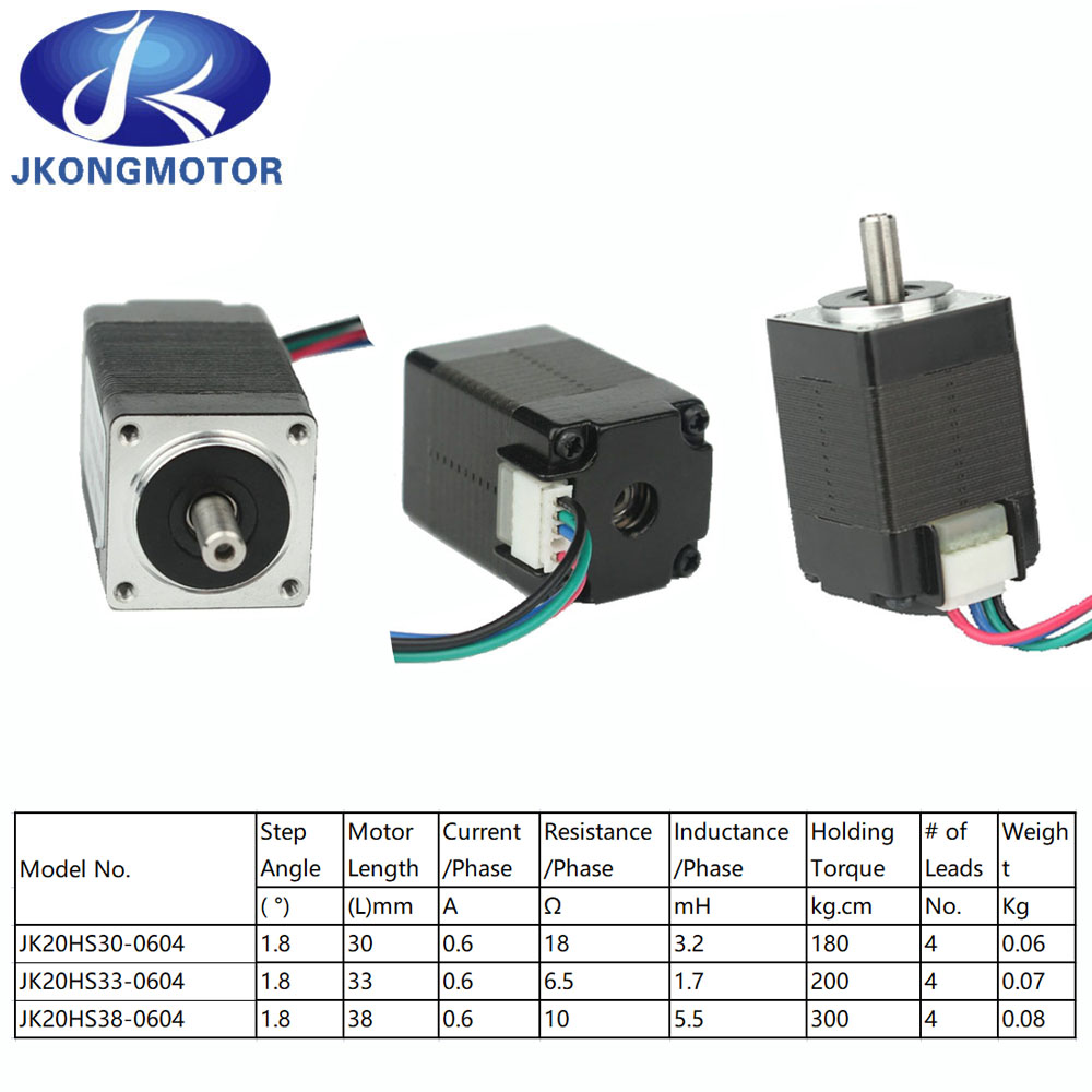 1.8 Degree 20-motor Nema 8 Stepper Motor 1.8Ncm 2Ncm 3Ncm 0.6A 4-lead Nema8 Step Motor 30mm 33mm 38mm 3D Printer CNC Robot