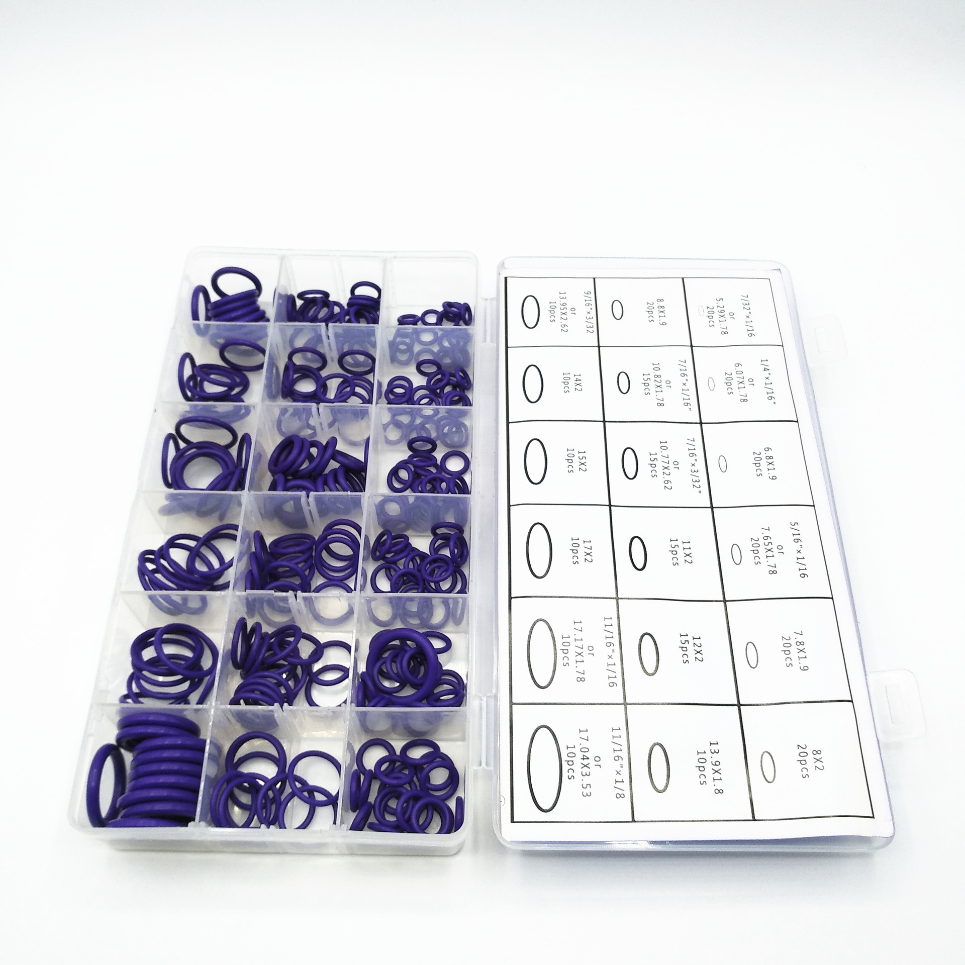270Pcs Siliconen O Ring Reparatie Kit Paars Nitril Rubber Oring Waterdichte Pakking Washer Oringen Set Assortiment Kit Set Box ring