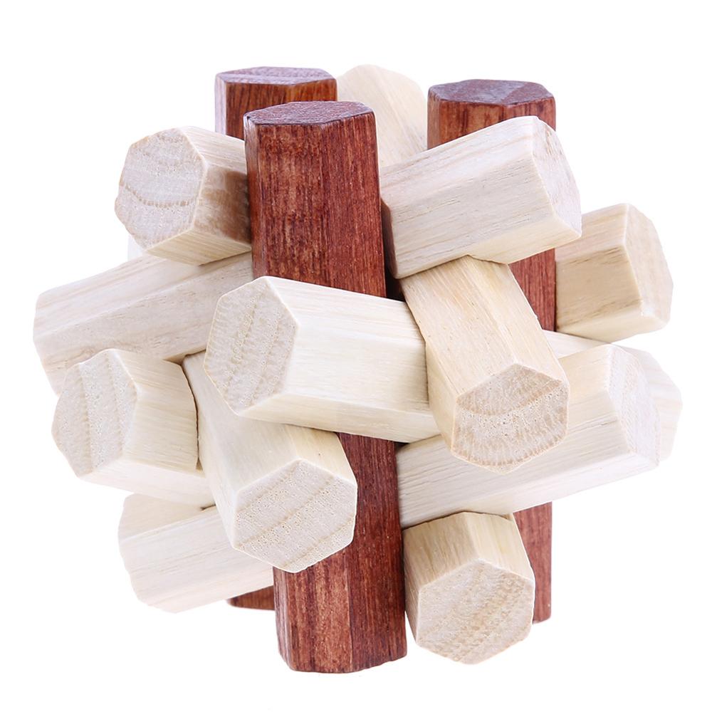 FAI DA TE 3D Giocattoli di Puzzle Di Legno Kong Ming Blocco Luban Giocattoli di Montaggio della Sfera del Cubo Sfida IQ Cervello Giocattoli di Legno Giochi per Bambini giocattoli di formazione: 10