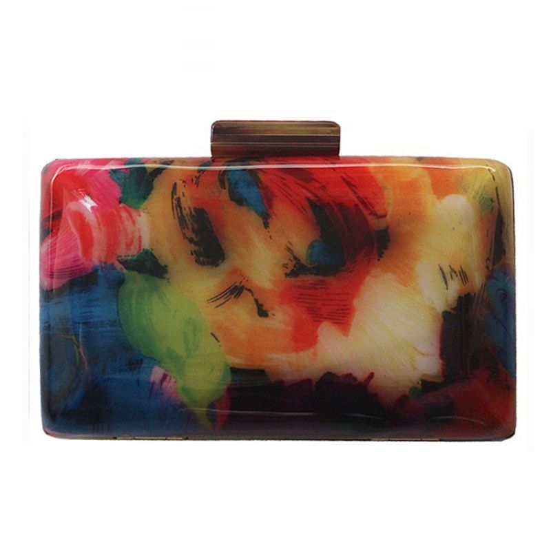 Frauen Acryl Blume drucken Abend Tasche Party Geldbörse Abendessen Kupplung Braut Handtasche