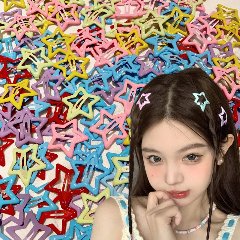 Pinzas para el cabello con forma de estrella de colores Y2K para niñas y niños, horquillas decorativas para el cabello, accesorios para el cabello a la para mujer