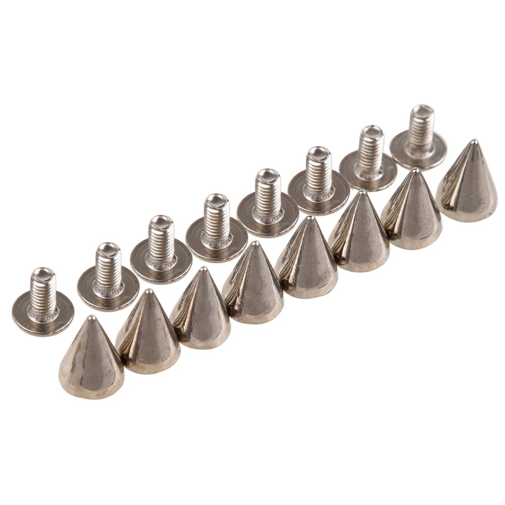 Conjunto de tachuelas de cono de plata y pinchos DIY, manualidades, remaches Punk para ropa, bolso, zapatos, cuero, manualidades, manualidades, 100