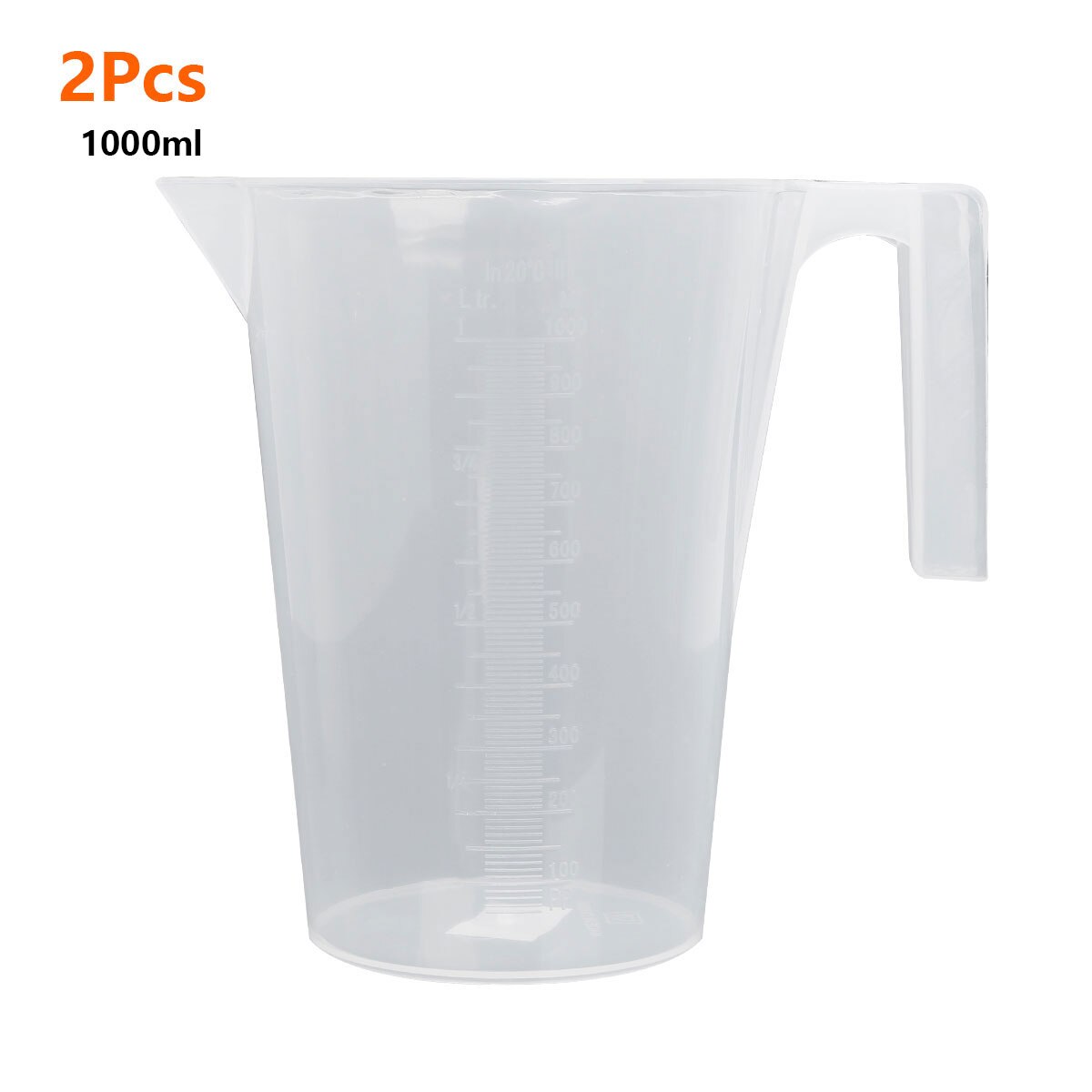 2Pc Kitchen Measuring Tools Clear Plastic Pour Measuring Cups Stackable Graduated Spout Pitcher with Handle Durable Measure Jugs: Clear 1000ml