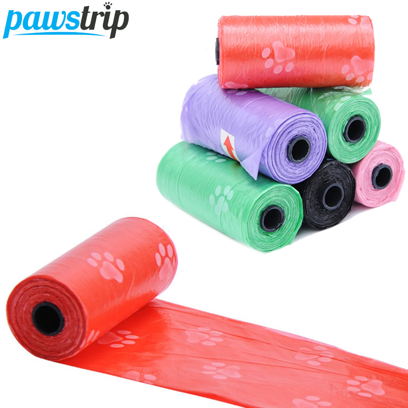 1Roll 15pcs Pet Waste Poop Bags Degradable Dog Waste Bags Dog Garbage Clean-up Bag PE Puppy Cat Poop Cleaning Dog Pooper Bag