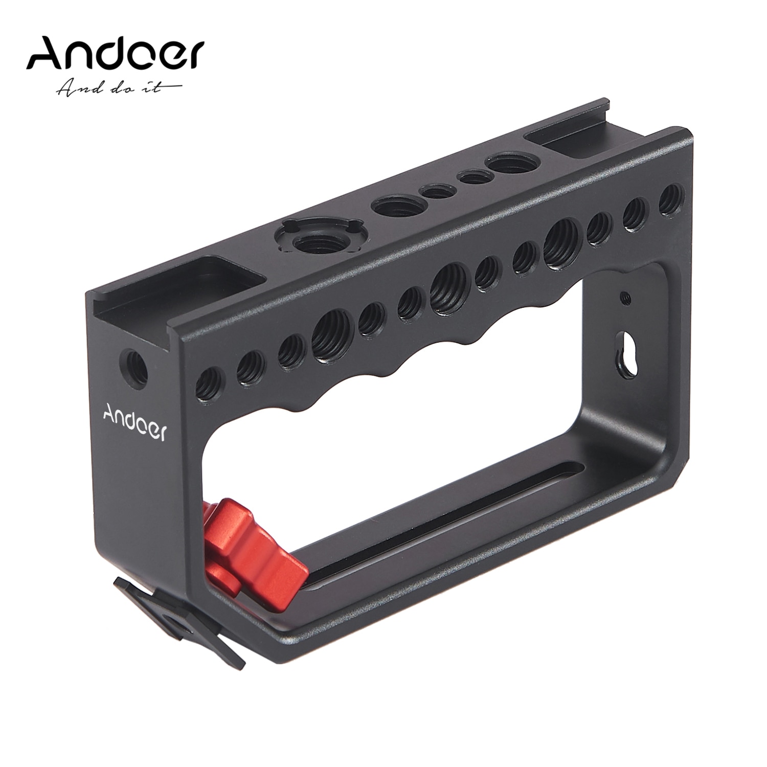 Andoer câmera alça superior alça queijo com sapata fria montagem equipamento de estabilização vídeo para câmera gaiola luz microfone dslr