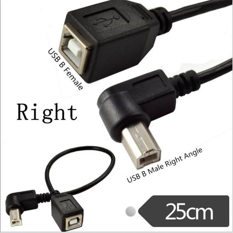 USB Printer Scanner Kabel 25cm USB 2.0 B Mannelijk naar B Vrouwelijke Printer Scanner Verlengkabel Up Down Rechts links Schuin 90 Graden
