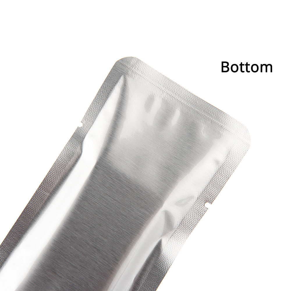 100 stuks hitteverzegelbare, glanzende zilveren aluminiumfolie zakjes, waterdicht, open bovenkant, platte zakjes voor koffie en suiker.