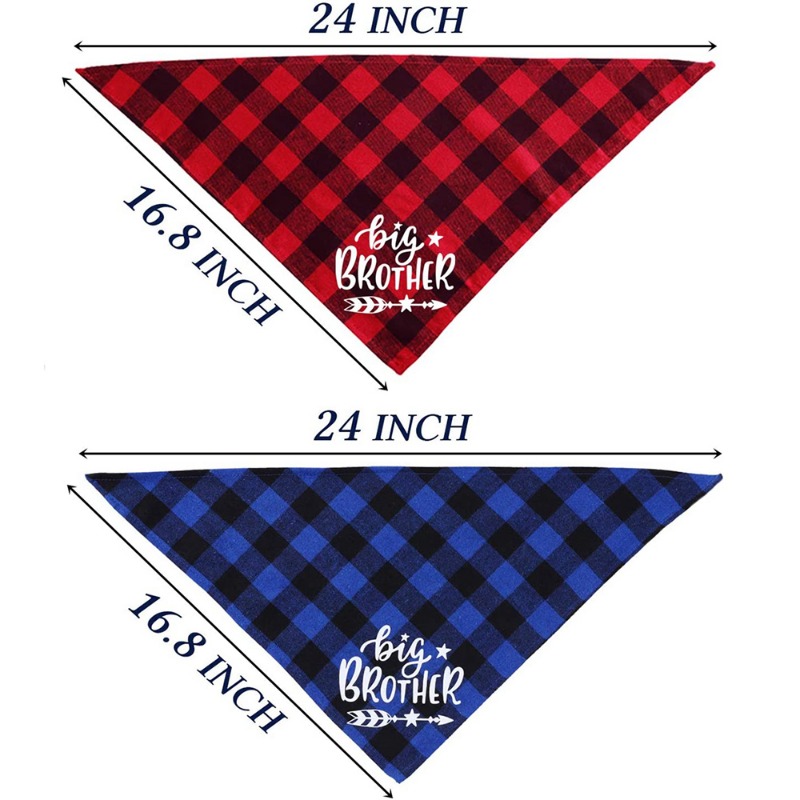 Grand frère Plaid chien Bandana annonce de grossesse chien Bandana sexe révéler Photo accessoire écharpe pour animaux de compagnie accessoires foulards pour animaux de compagnie
