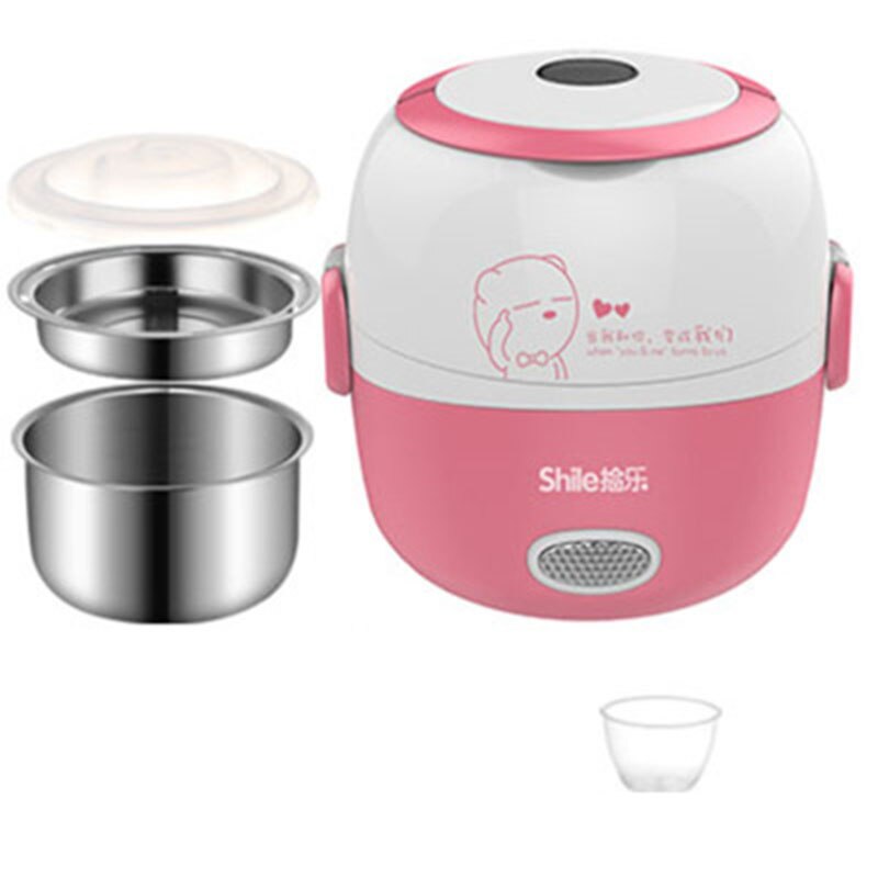 MINI Rice Cooker Thermal Heating Electric Lunch Box 2 Layers Portable Food Steamer Cooking Container Meal Lunchbox Warmer: Yellow