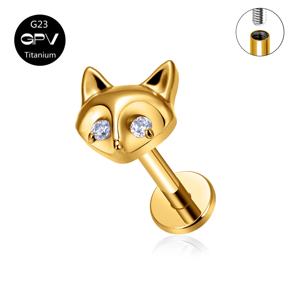 Reines Titan G23 Ohr Wirbel Nagel tränenreich kleine Fuchs Persönlichkeit Hochglänzender Ohrschirm Perforierter Schmuck Ohrnagel Earbone Nagel: Lila / Nachgemachter Rhodium überzogen