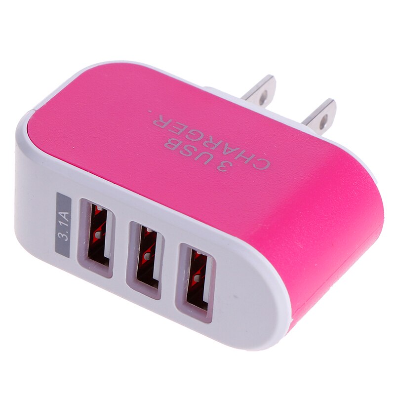 1 st. oplader 5v 3.1a drievoudige usb-poort muur thuis reizen ac mobiele snellader adapter us stekker benodigdheden: Roos
