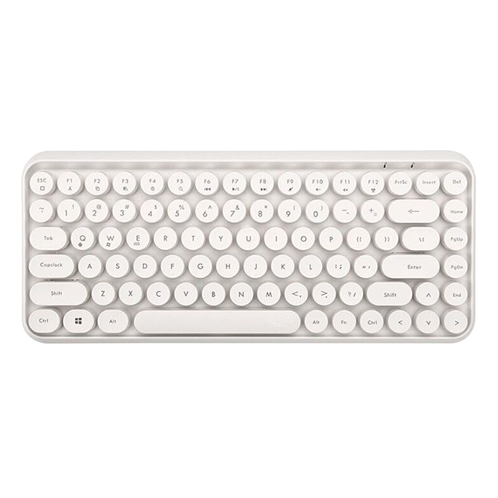 Ajazz 308i Draadloze Toetsenbord Stoom Punk Retro Ronde Keycap Universele 84 Toetsen Bluetooth Toetsenborden Voor Pc Laptop Gaming Toetsenbord: White