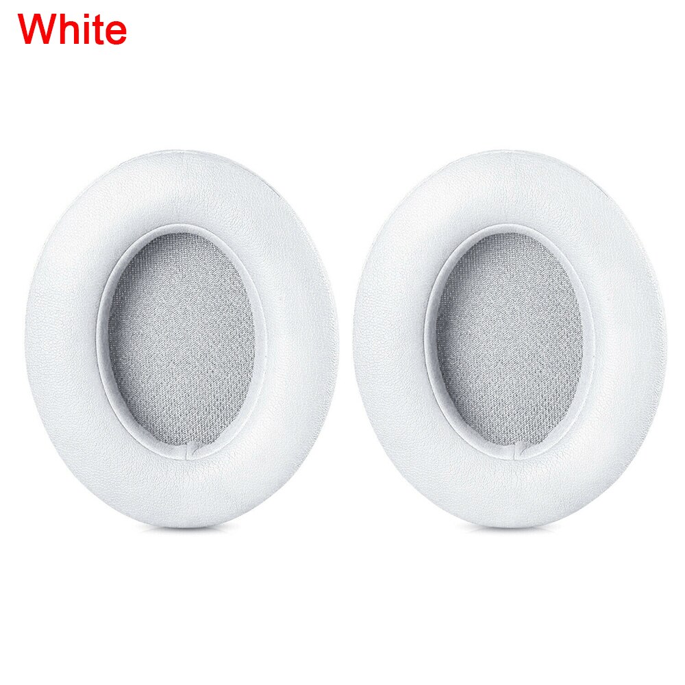 1 Paar Vervangende Oorkussens Voor Beats Studio 2 3 Bedrade Draadloze Hoofdtelefoon Ultra-Zachte Spons Kussen Mode Oordopjes cover Zwart: White