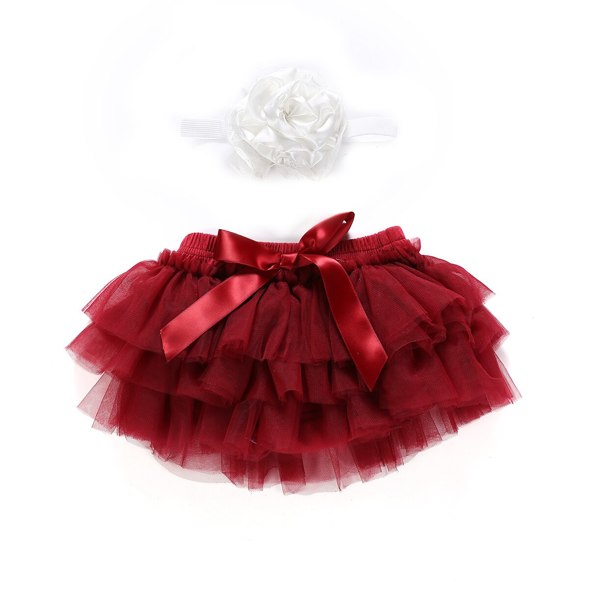 Jupe pour bébés filles | Nouvelle jupe bandeau 2 pièces couches danse de Ballet, dentelle solide à nœud papillon en Tulle en mousseline, accessoires Photo 0-24M: Rouge / 6M