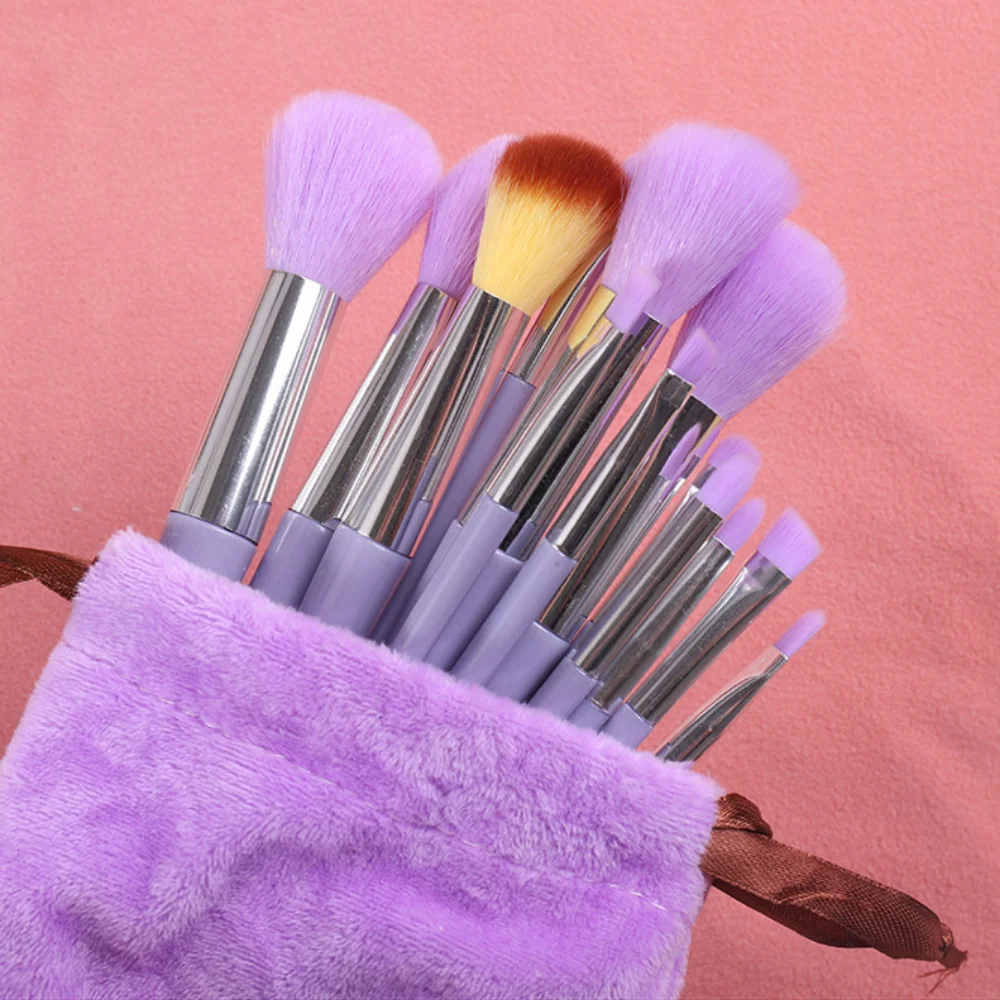 Juego de brochas de maquillaje, 13 Uds., brocha correctora, colorete en polvo, sombra de ojos, resaltador, base, herramientas cosméticas de belleza: Azul
