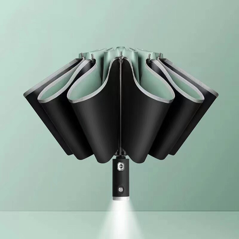 Xiaomi Auto Open Close Light-emitting LED Reverse Umbrella Ten-bones Three-folding Automatic Business Umbrella with Light: 06