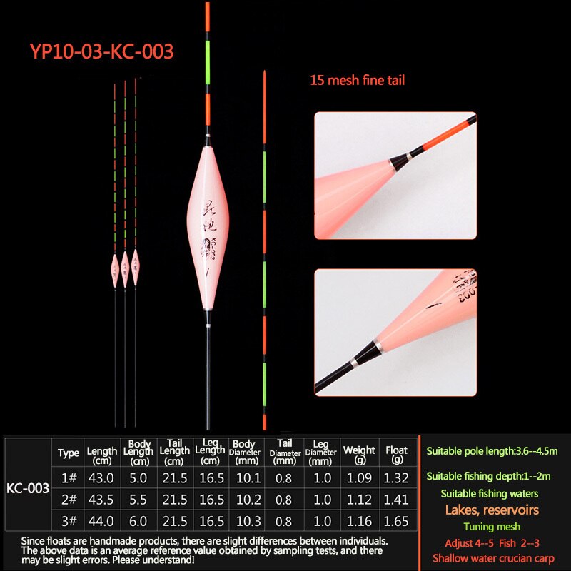 RQNQ Barguzinsky Fir Float Fishing Float Superfine Workmanship Freshwater Suits For All Kinds Of Fish Fishing Bobbers: YP10-03-KC003