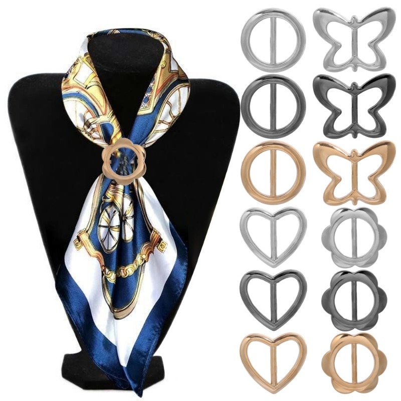 Broches para bufanda de mariposa y corazón para camiseta, broche con hebilla para bufanda de seda, Clip para anillo para chal, sujetador para bufandas, accesorios de Pin con botón anudado