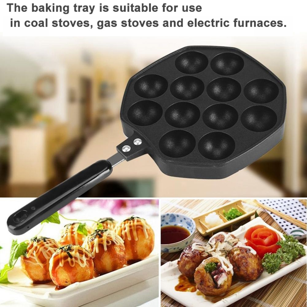 12 Holtes Aluminium Takoyaki Pan Maker Bakken Formulieren Mold Koken Gereedschap