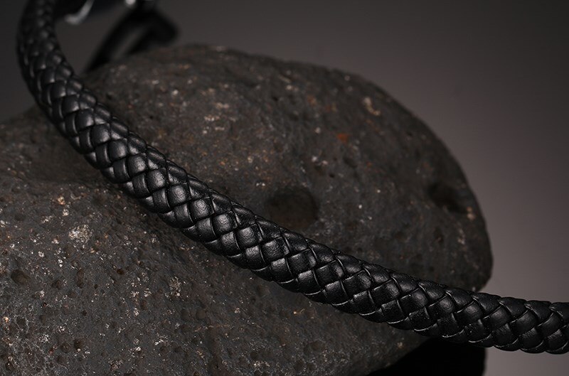Vnox flätat läderarmband för män armband armband män smycken svart kaffe vitt