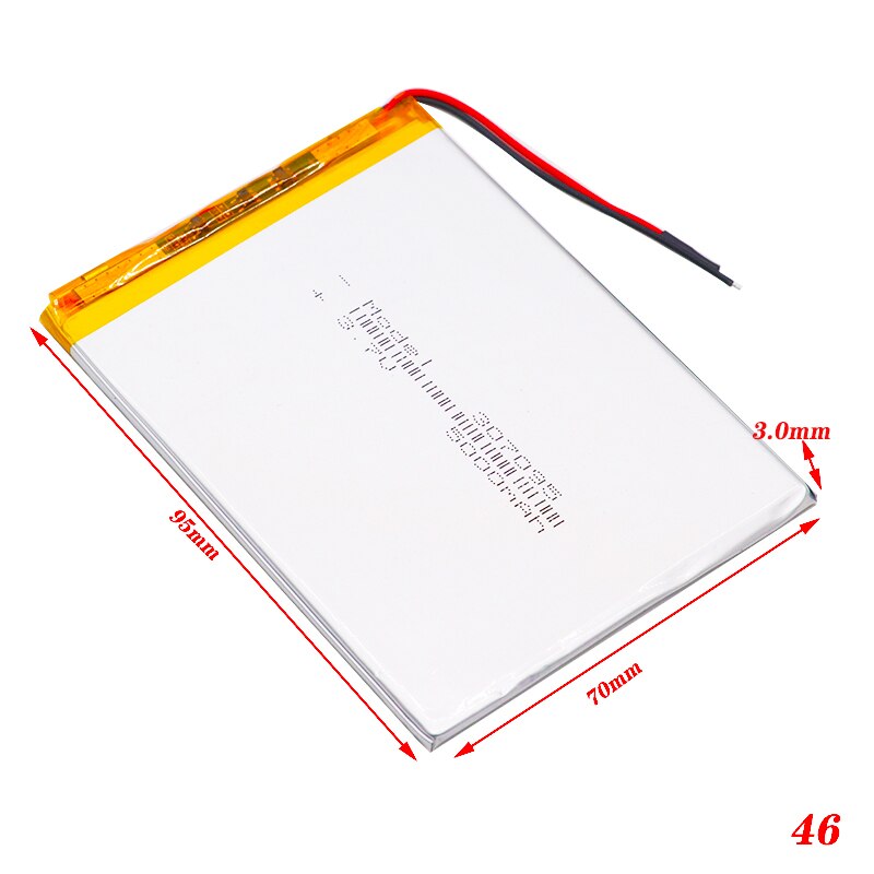 2 wire 307095 Li-polymer battery.3.7V 5000mah polymer lithium ion battery Li-ion battery for tablet pc 7 inch MP3 MP4 GPS