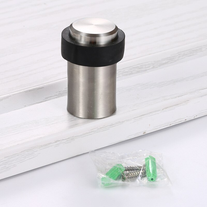 Anti-collision door stop No perforated stainless steel round door stop Safety household door stop mounted cylindrical door: Punch 60mm