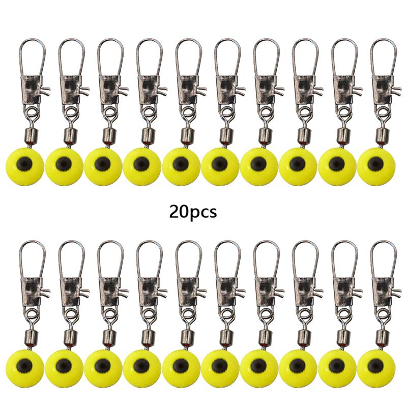40Pcs Visserijvlotter Rollende Swivel Levert Tackle Tool Vislijn Om Haak Wartels Schacht Clip Connector Vissen Accessoires: 20Pcs Yellow