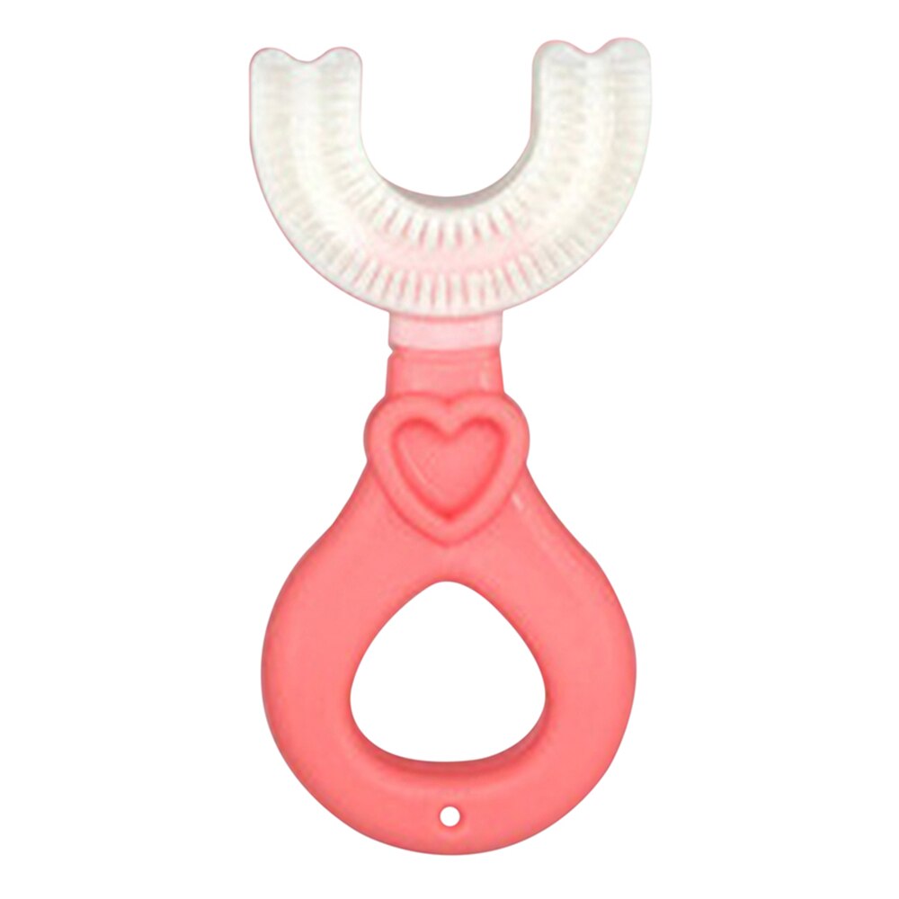 Spazzolino da denti a forma di U a 360 ° detergente per denti pelliccia morbida materiale per uso alimentare spazzolino da denti per bambini forniture per bambini per tutti i giorni: Pink For 2-6Y