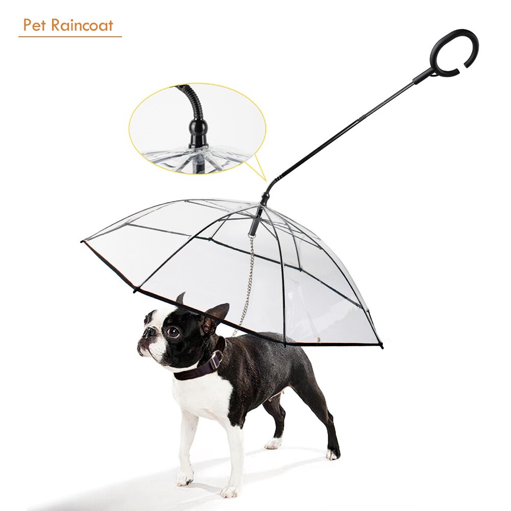 Guarda-chuva transparente portátil do animal de estimação com coleira de passeio do cão pet alça telescópica guarda-chuva capa de chuva pet engrenagem