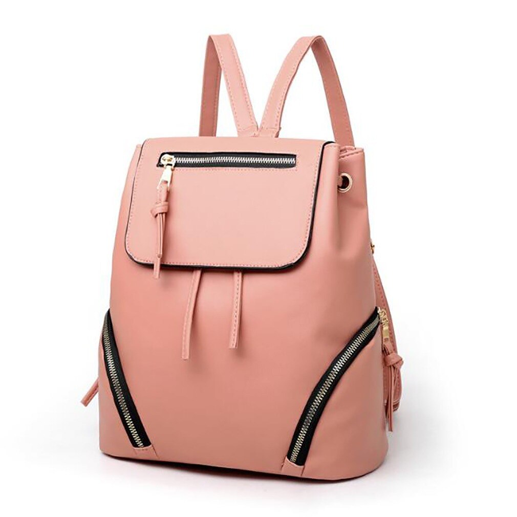 Female Backpack Mochila Feminina Multifunction Girls Leather School Brand Women Shoulder Bag Sac A Dos Travel Back Pack: Pink 04