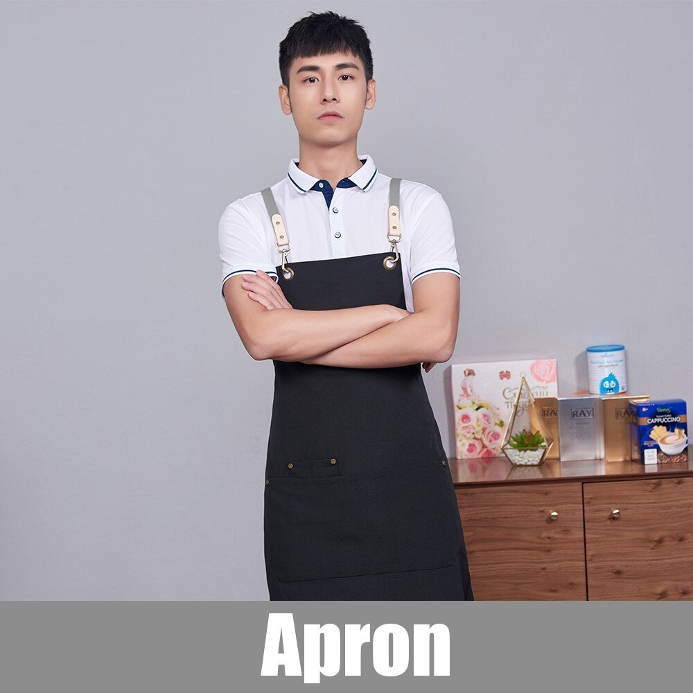 Canvas Pocket Hanging Neck Unisex Kitchen Cooking Apron Barbecue Cafe Baking Apron Beautician Hairdressers Salon Work Apron: Apron 3