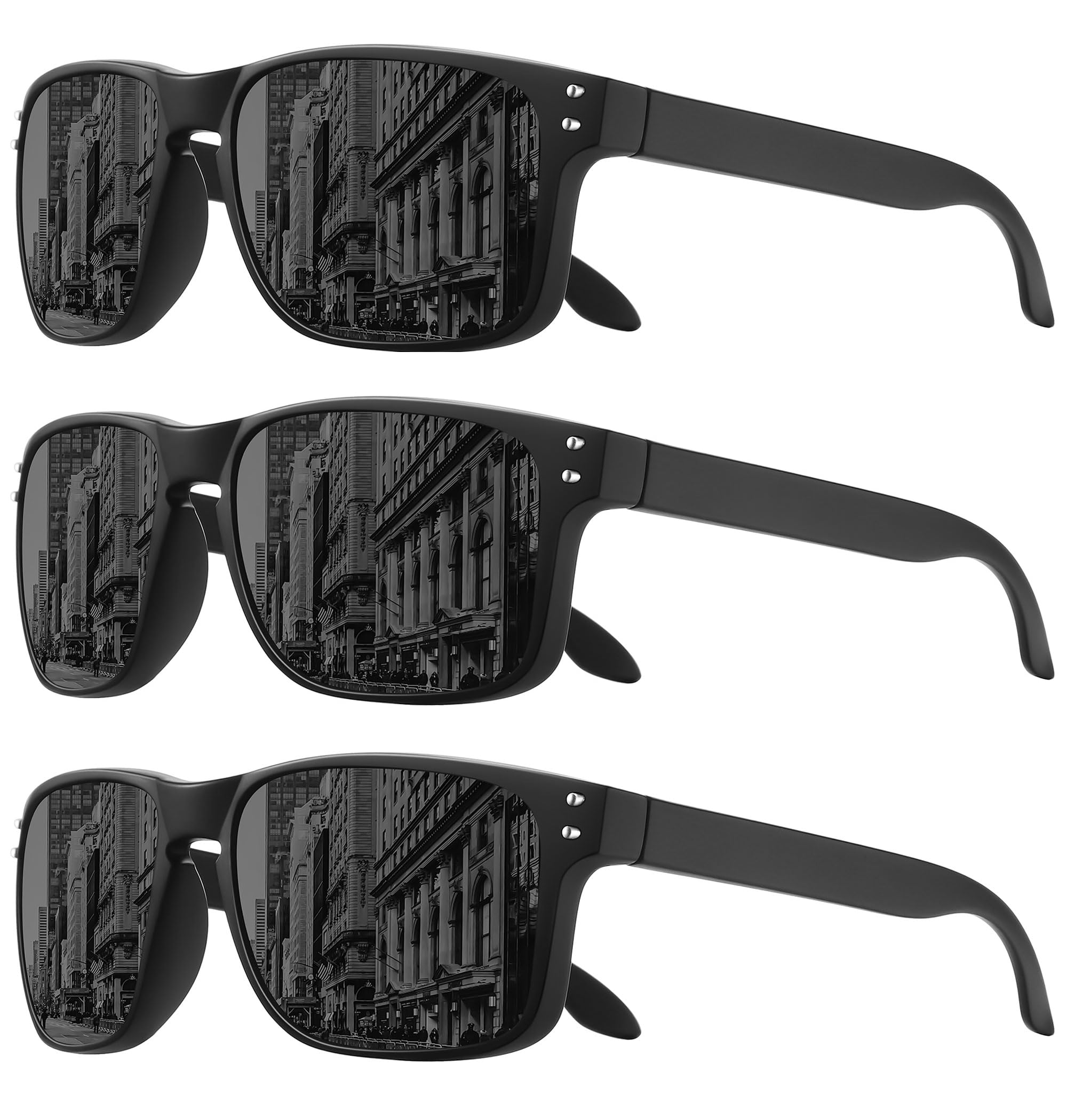 Klassische, quadratische retro-sonnenbrille mit polarisierten gläsern, metallnieten, unisex, zum autofahren, angeln, Jahrgang-stil, uv-schutz, strapazierfähig, modisch: Braun