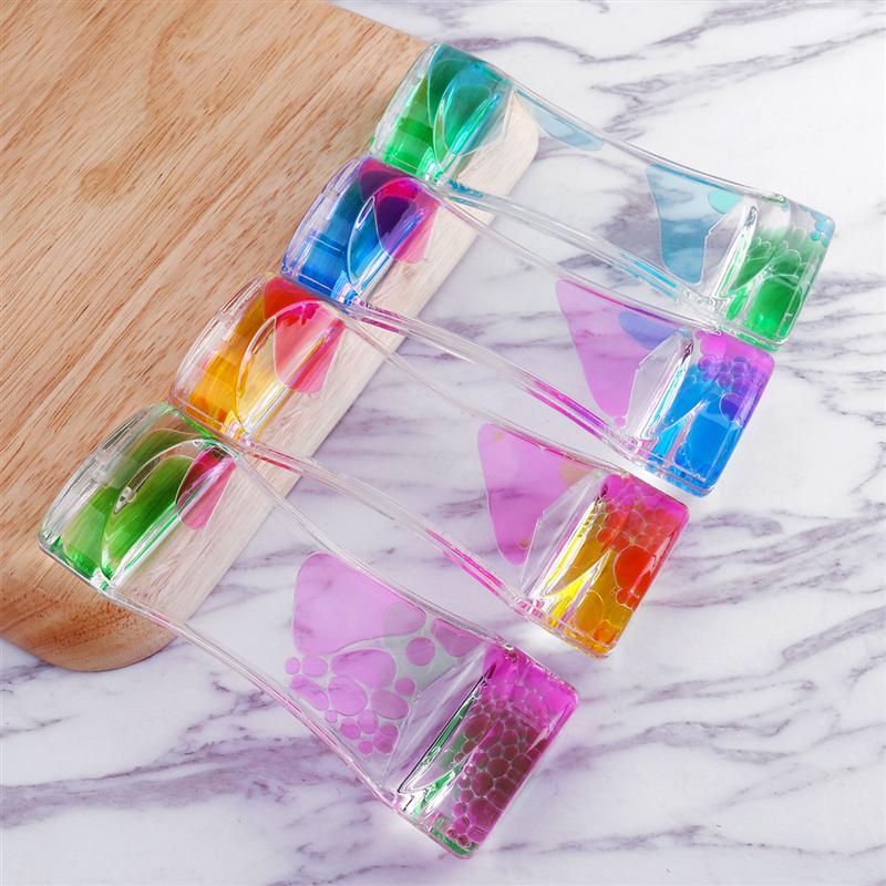 4 stuks dubbele kleuren olie zandloper vloeistof timer drijvende beweging bubbel met mooie taille bureau decoratie verjaardag kinderen speelgoed