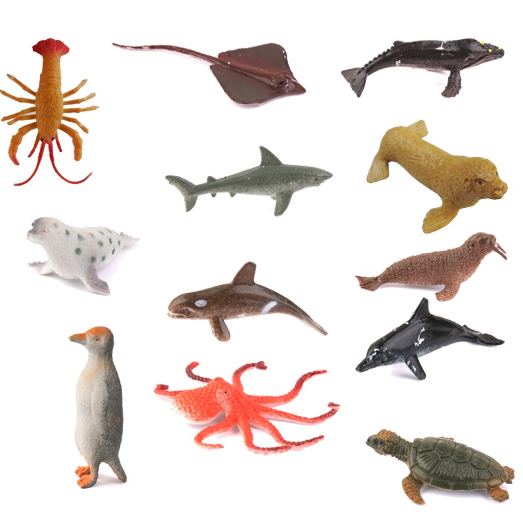 12 Plastic Sea Animals Model Ocean Figure Teaching Resource Party Bag Filler