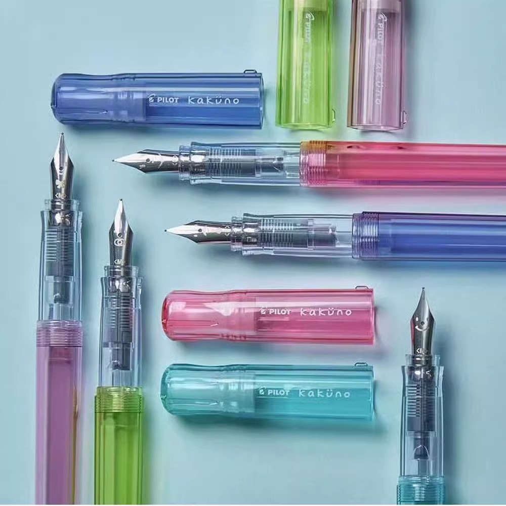 Pilot kakuno transparante vulpen met schattige smiley, f&m standaard penpunt, kalligrafie oefenpennen, schrijfwaren.