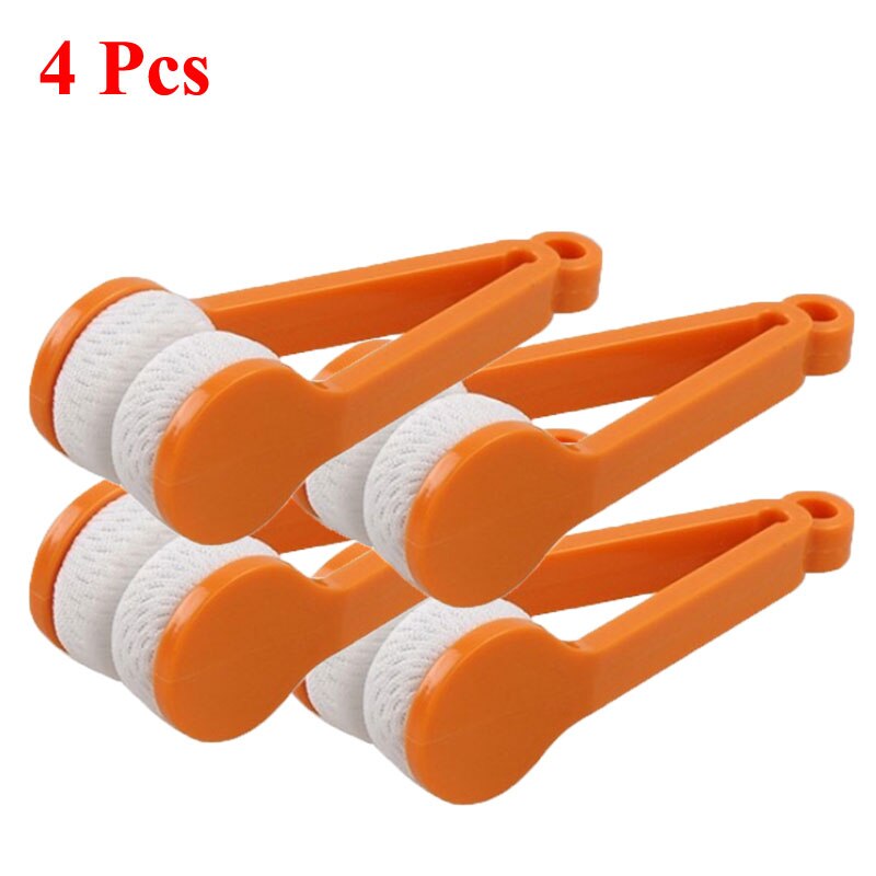 1-4Pcs/Set Portable Multifunctional Glasses Cleaning Rub Eyeglass Sunglasses Spectacles Microfiber Cleaner Clean Brushes: 4 Pcs Yellow