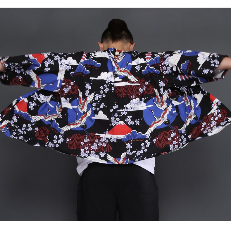 Japanese Robe Kimono Cardigan Men's Summer Jacket Chinese Style Hanfu Tang suit: 2 / XXL