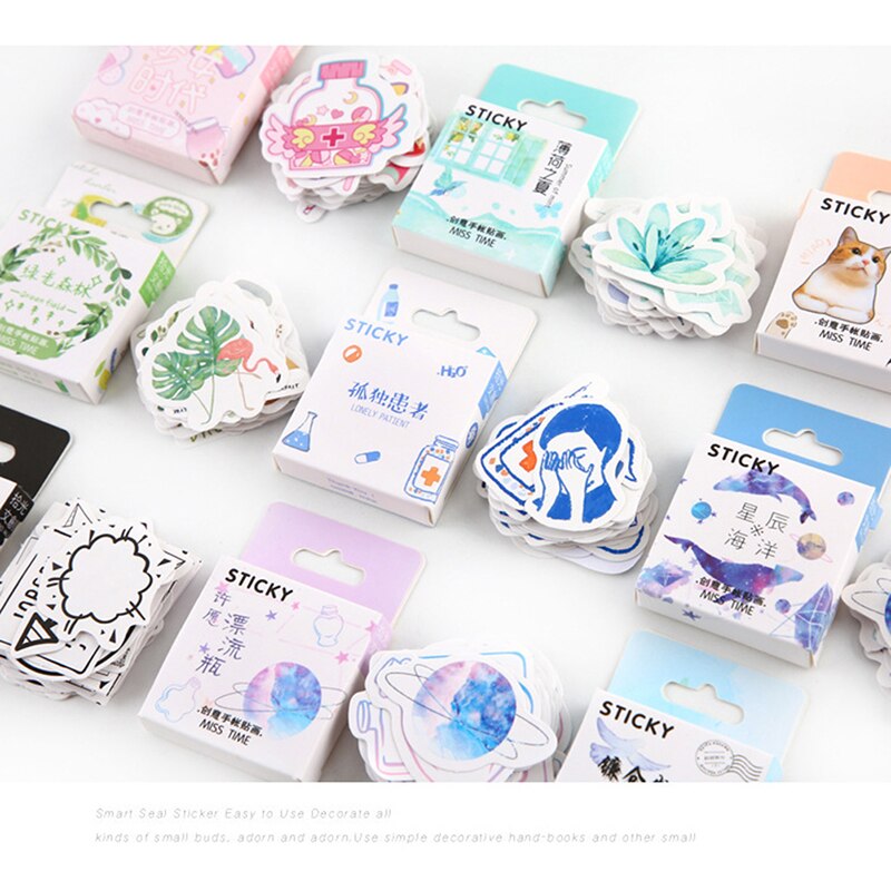 46 Stks/pak Leuke Dieren Kawaii Papier Stickers Groene Veld Dagboek Diy Scrapbooking Label Sticker Briefpapier