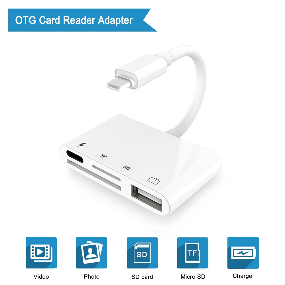 Adapter for Lightning to RJ45 Ethernet OTG Adapter LAN Wired Network with charge and USB 3 camera reader port for iPhone/iPad: USB SD TF CHG