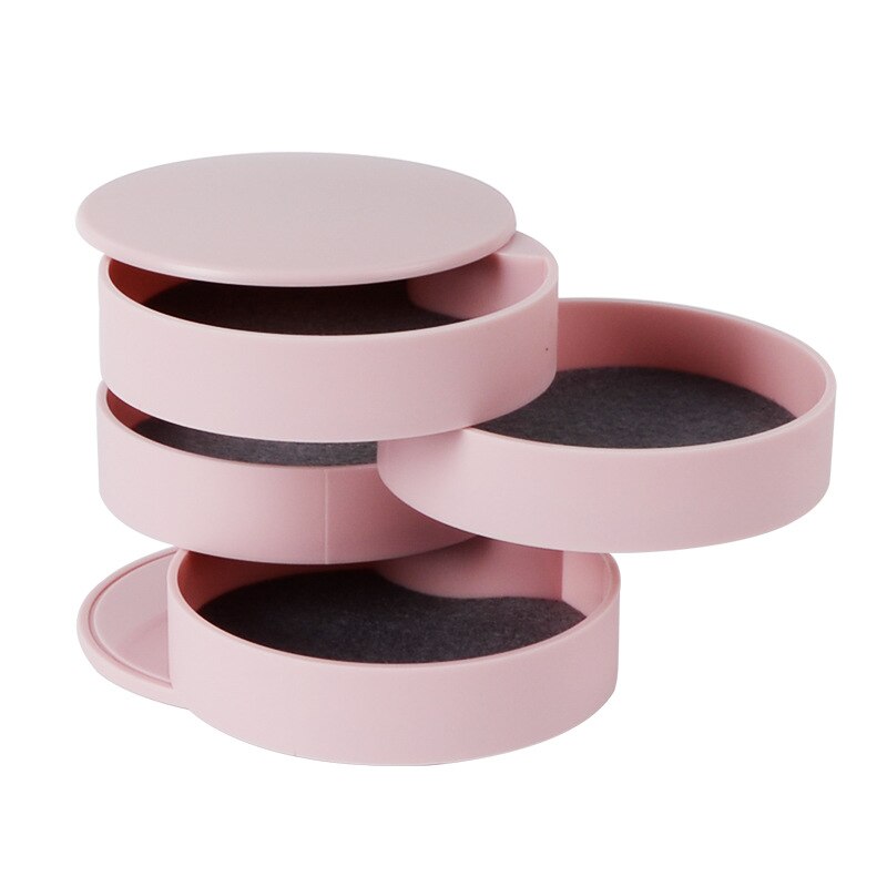 4 lag 360 graders roterende smykkeskrin i træ smykker reb tilbehør organisator halskæder armbånd ringe øreringe holder