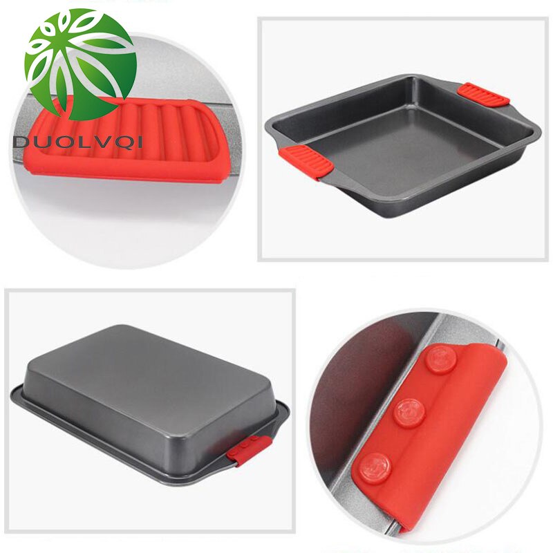 Cake Baking Pan With Silicone Handle Bread Cookies Non-stick Chicken Baking Pan Bottom Baking Tray Useful Kitchen tools