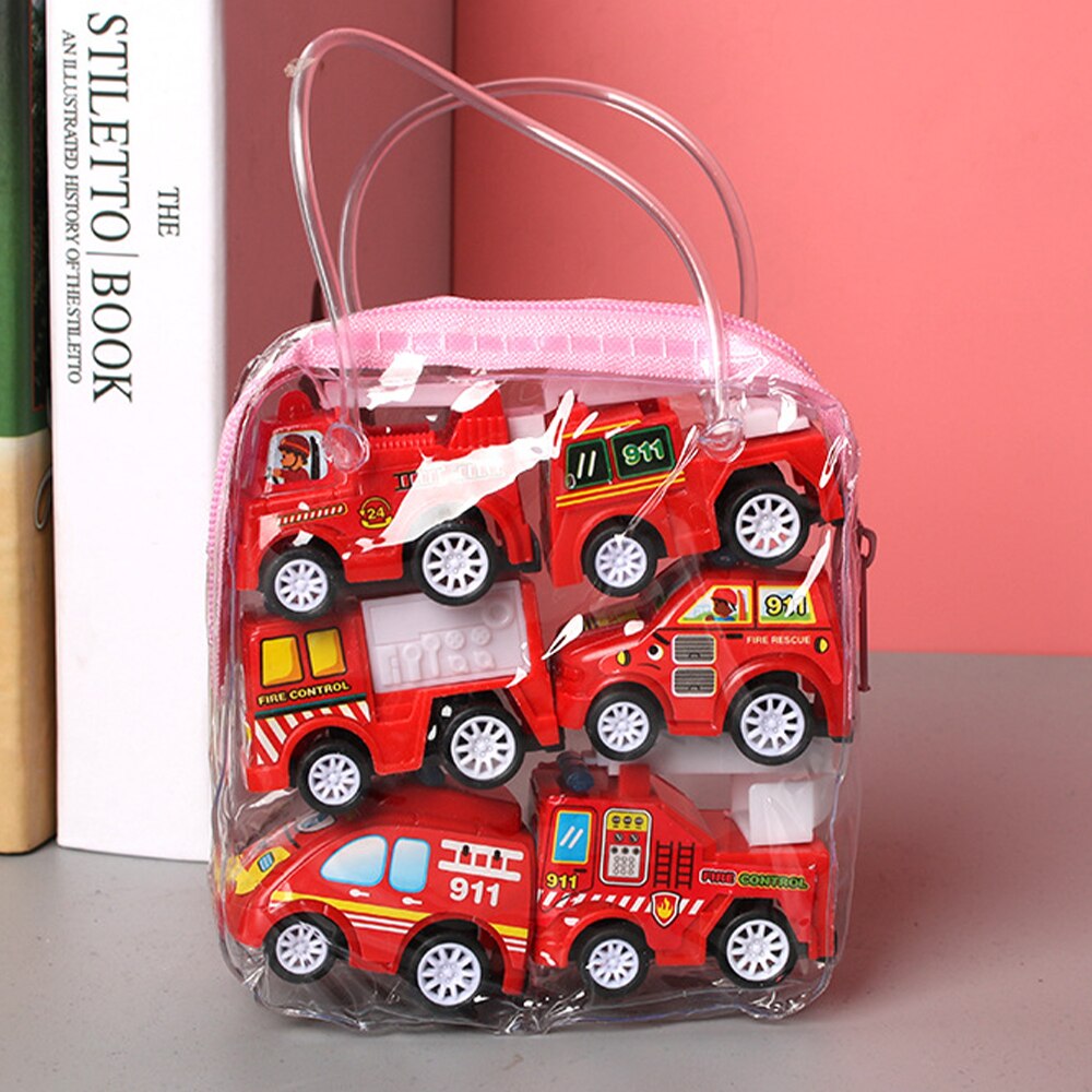 Kinder Mini Autos Modell Spielzeug Auto 6 stücke Pull Zurück Mobile Fahrzeug Jungen Spielzeug Taxi Feuer Lkw Modell Für kinder Gießt Druck Spielzeug: Color 3