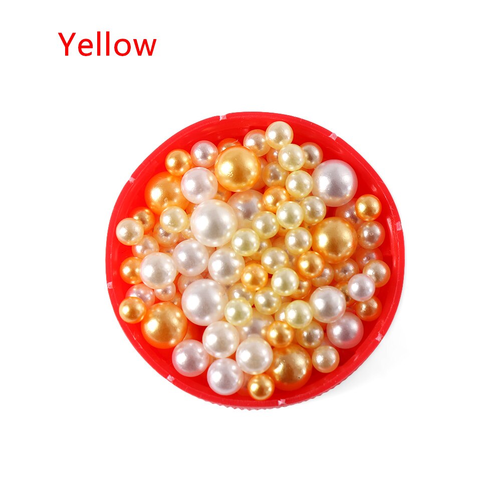 500 stk / taske 2.5-5mm bland regnbue farve rund uv harpiks efterligning perleperler intet hul løse perler diy smykker halskæde gør håndværk: Gul