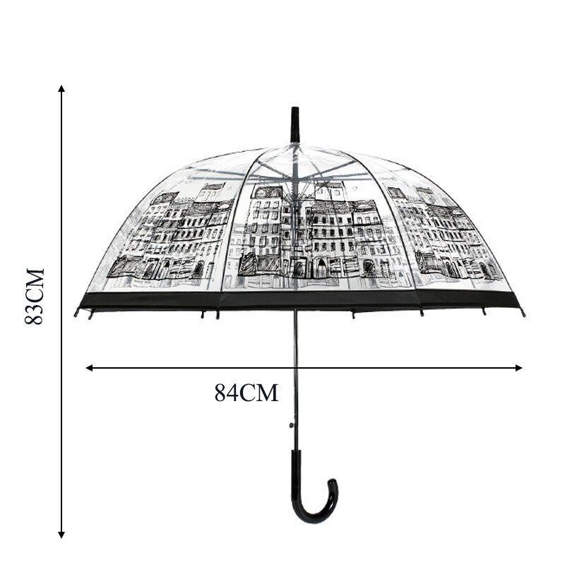 Cn Transparante Lange Handvat Regen Paraplu Ultra Licht Vrouwen Kids Parasol Regen Paraplu Semi-Automatische Vrouwelijke Paraplu