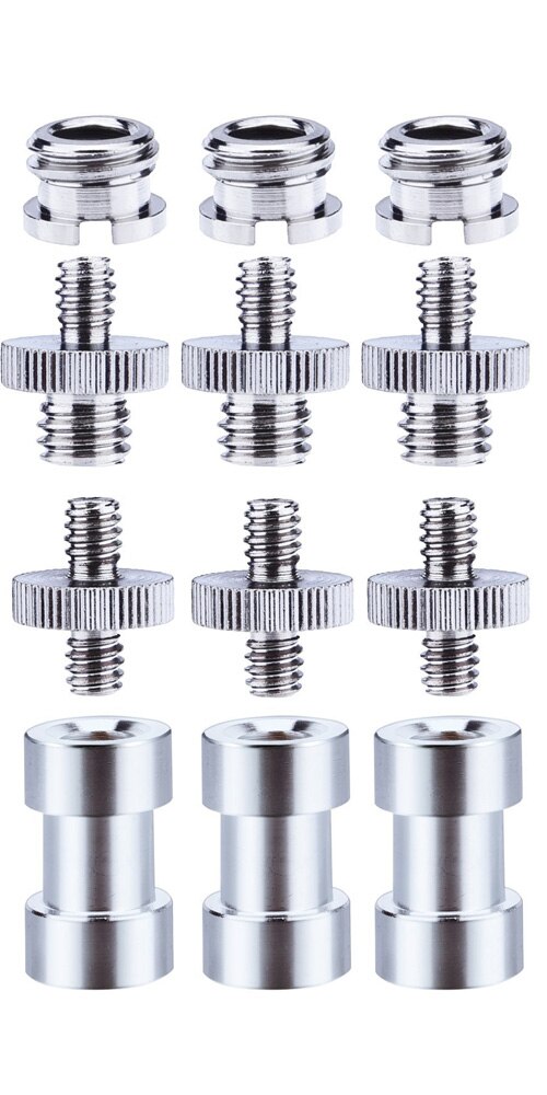 1/4 to 3/8 Screw Adapter Converter Threaded Spigot Screw Mount for Camera Tripod Monopod Ballhead Flash Light Stand Shoulder Rig: 3 set